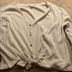 Waffle button up long sleeve shirt